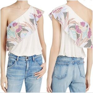 NWOT Free People Off Shoulder Annka Bubble Ivory Boho Tropical Linen Cotton